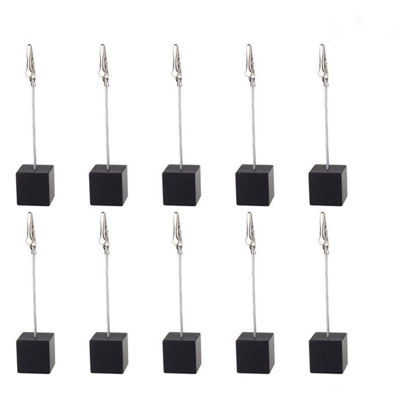 senover 10pcs Table Number Holder Name Place Card Holder Memo Clip Holder Stand Note Holder Pictures Card Paper Menu Clip (Black) - Image 1